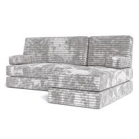 ECKSOFA NOTIA modulares Boneless Sofa mit Schlaffunktion Hellgrau Kordstoff - Grau, Textil (200/120cm) - MASSENO