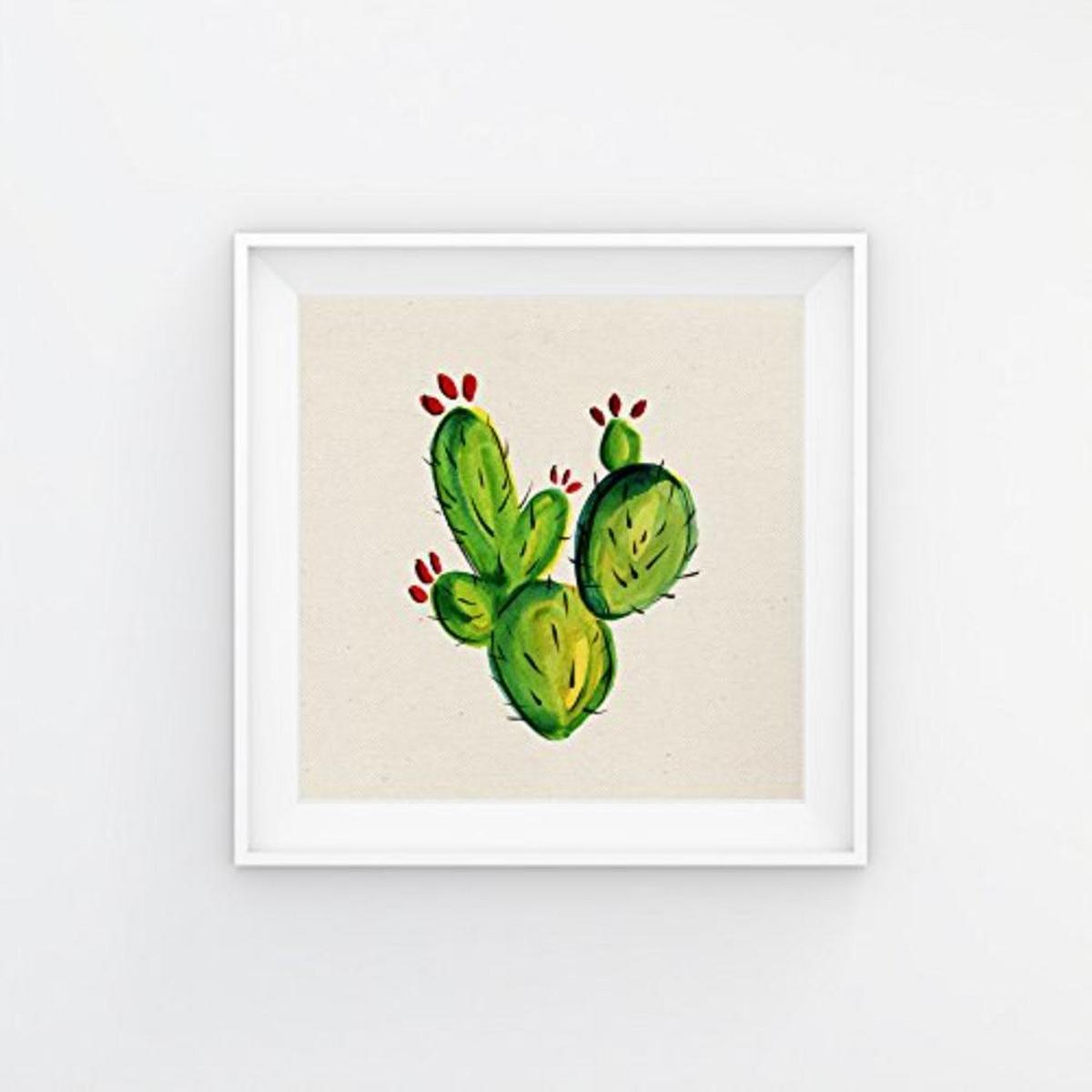 POSTER Set mit 4 Bunte Kaktus 20x20cm Schwarzer Rahmen - Schwarz, Papier (20/3cm) - Nacnic