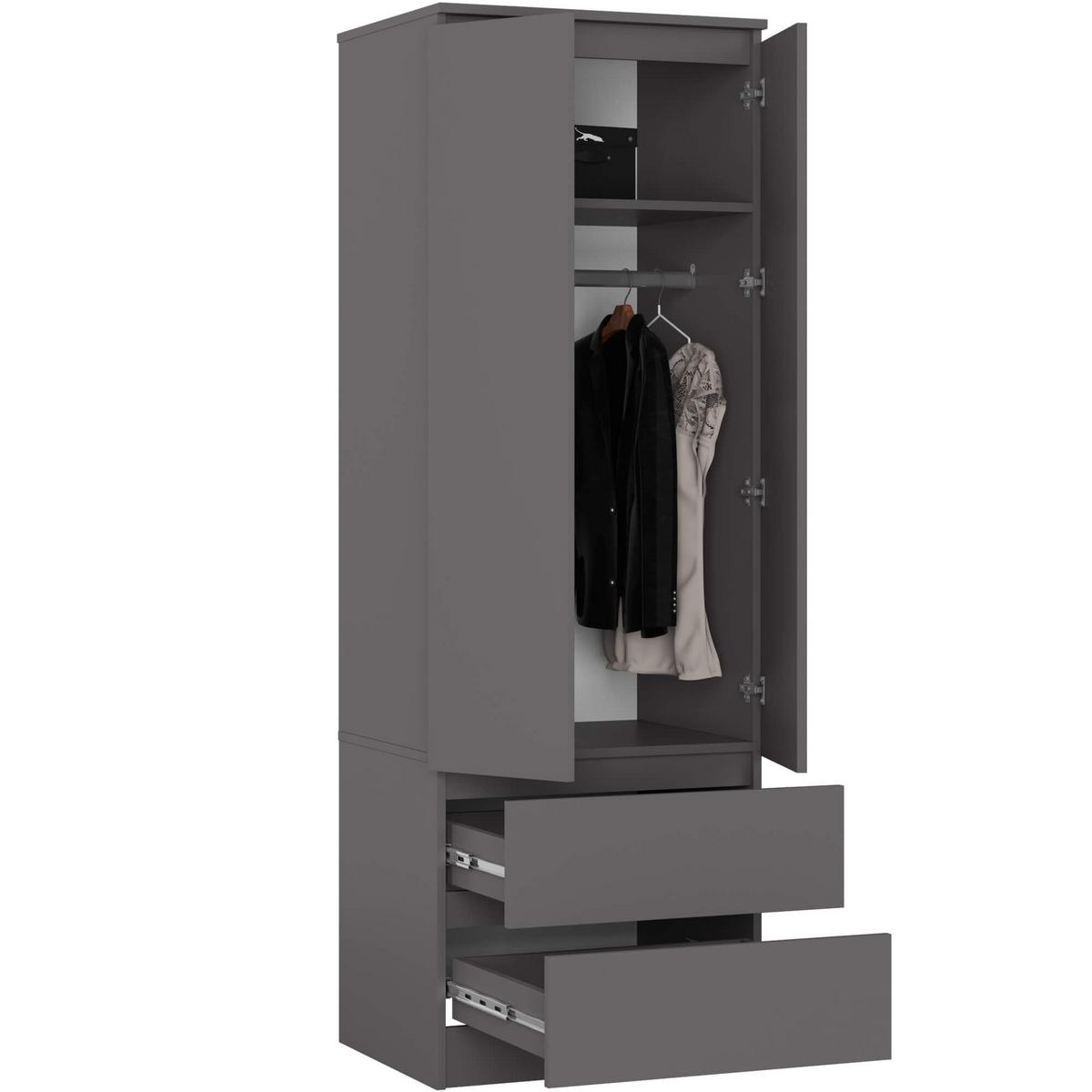 KLEIDERSCHRANK Graphit Grau 180/60/51 - Graphitfarben, Holzwerkstoff (60/180/51cm) - RAUMHIRSCH FURNITURE