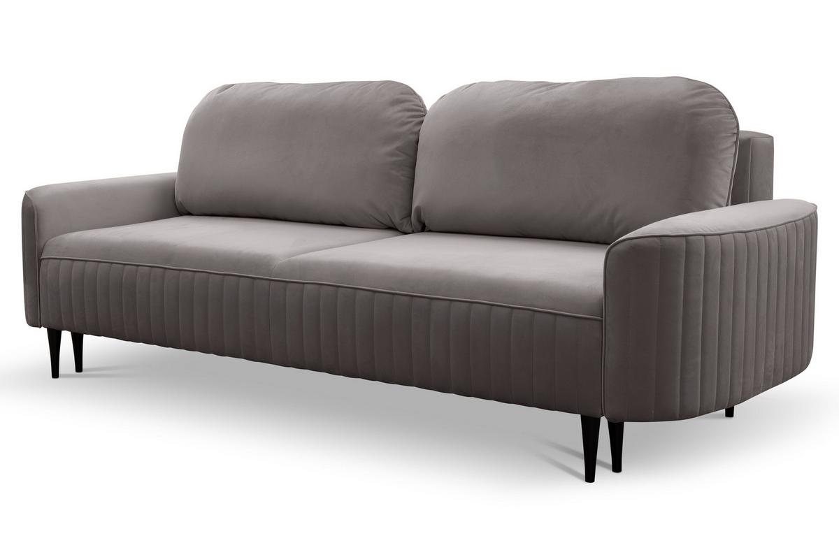 BETTSOFA FILO Grau Velours-Stoff mit Schlaffunktion - Grau, Holz (244/92/102cm) - MASSENO