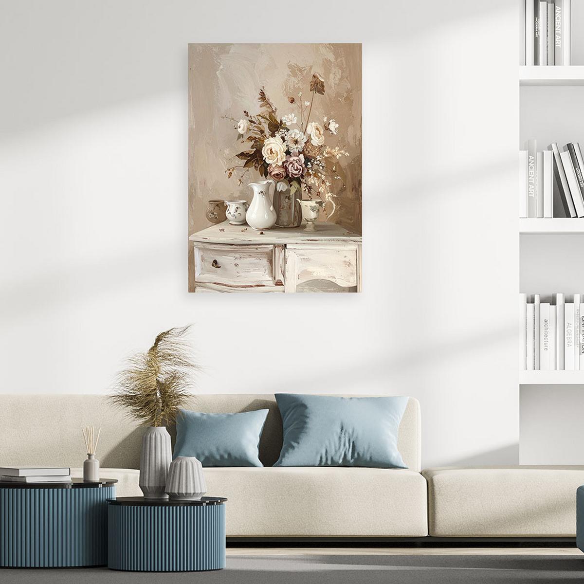 LEINWANDBILD Blumen 30x45cm - Beige, Textil (30/45cm) - Feeby