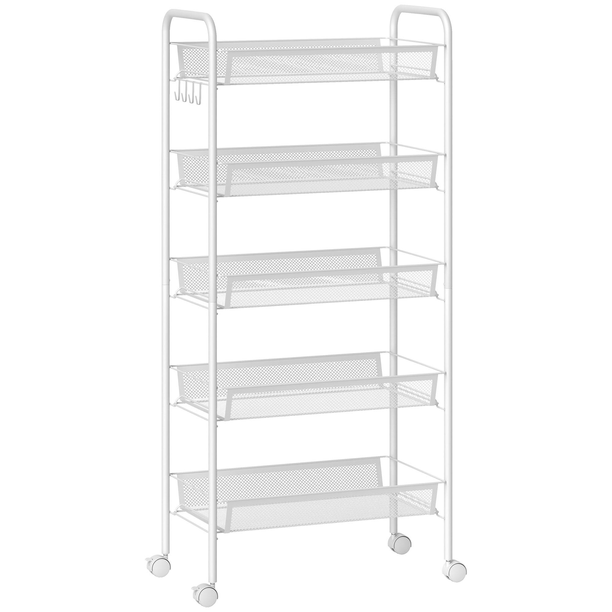 SERVIERWAGEN Stahl Weiß - Weiß, Metall (26.5/106/45cm) - HOMCOM