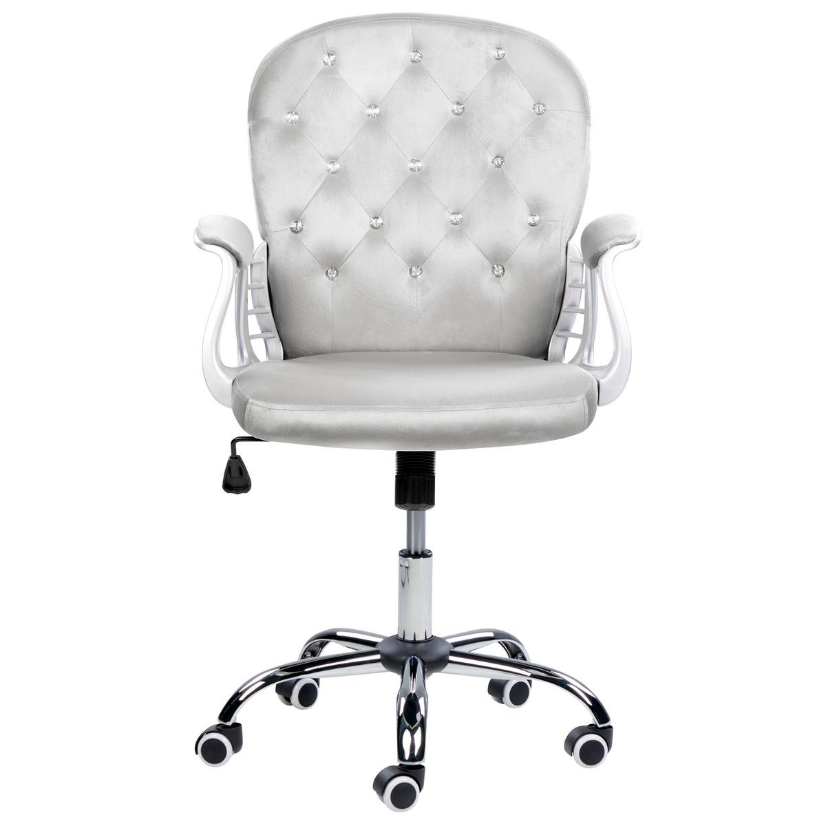 BÜROSTUHL Samtstoff Grau Princess - Grau, Textil/Metall (60/98/60cm) - Beliani
