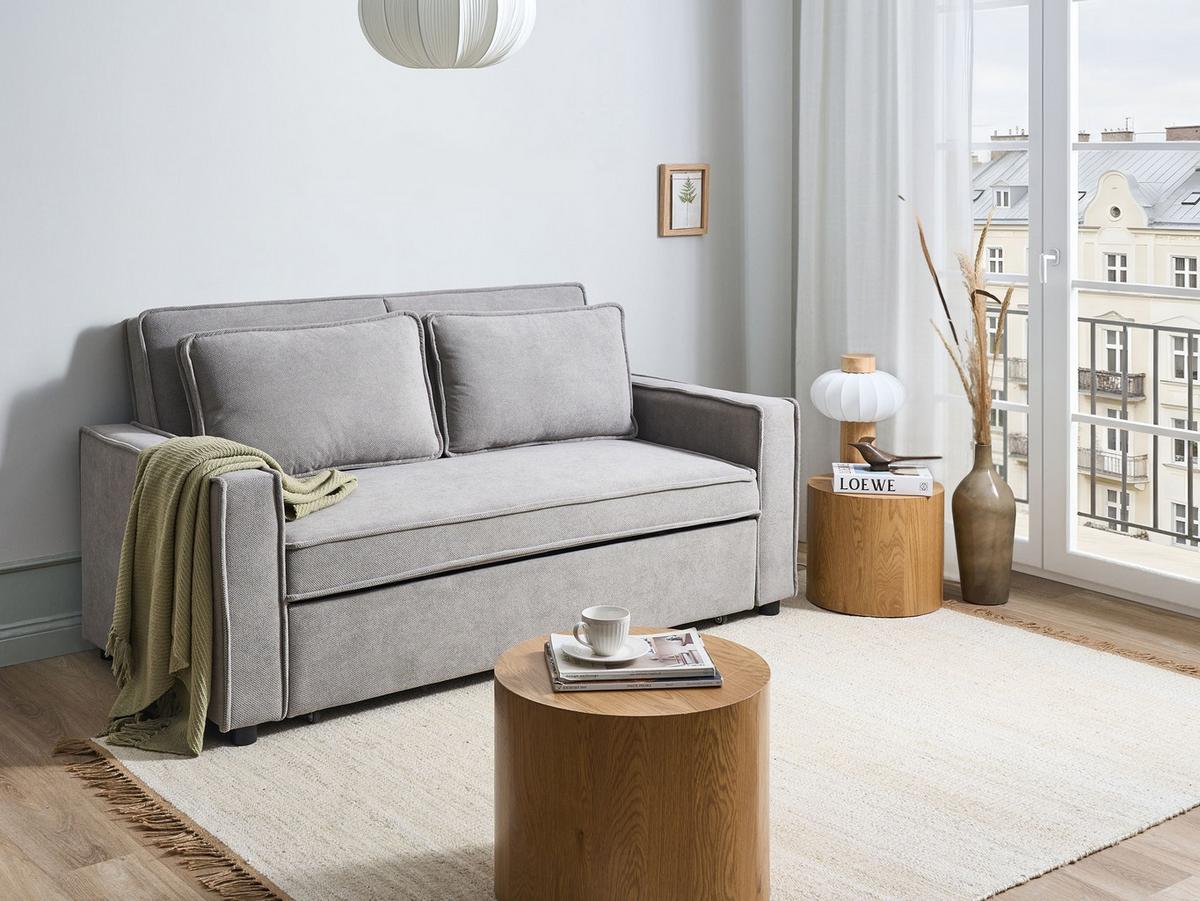SCHLAFSOFA Stoff Grau Uttela - Dunkelgrau, Textil (172/86/89cm) - Beliani
