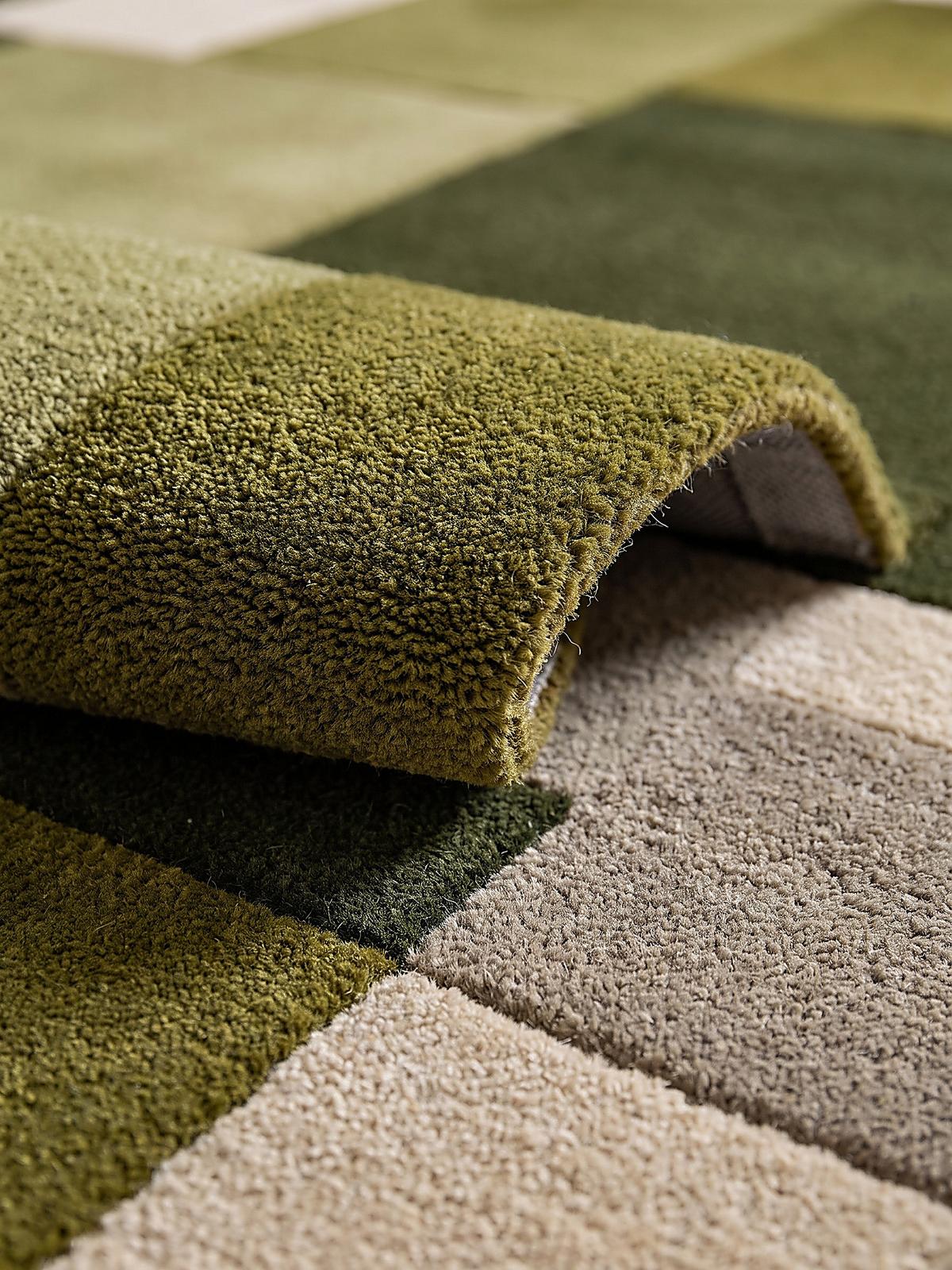 WOLLTEPPICH handgetuftet HALLEIN, Farbblöcke, Erdtöne-Grün, 200 x 290 cm - Grün, Textil (200/290cm) - KADIMA DESIGN