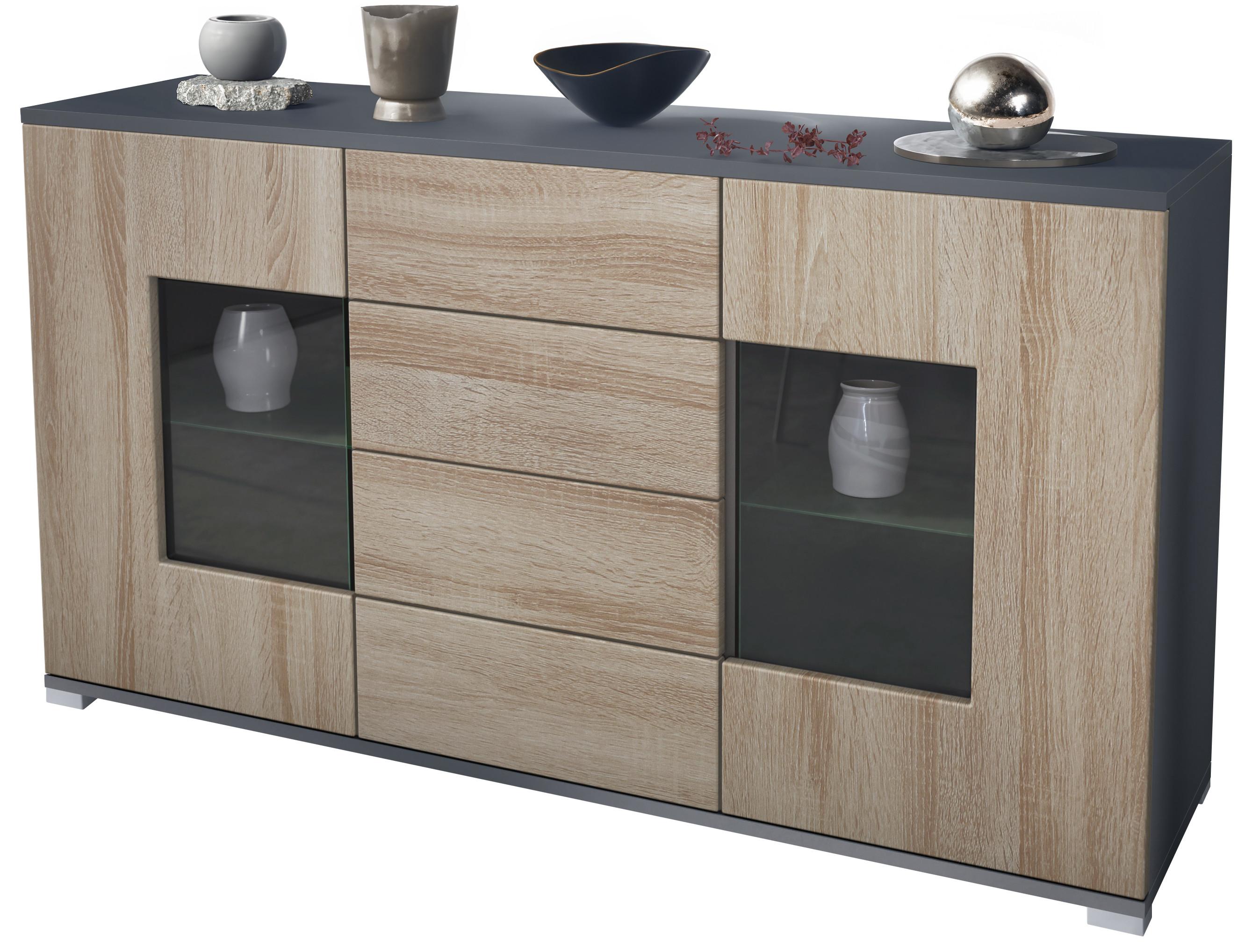 SIDEBOARD Grömitz Eiche sägerau - Eiche San Remo, Holzwerkstoff (138.5/75.5/35cm) - Vladon