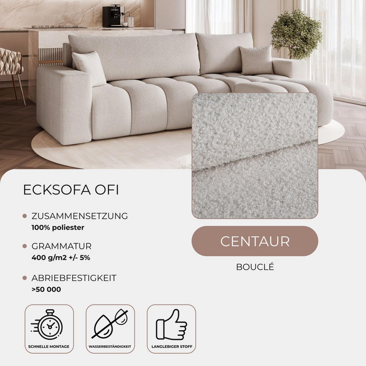 ECKSOFA OFI mit Schlaffunktion und Bettkasten Hellgrau - Hellgrau, Holzwerkstoff/Kunststoff (248/145cm) - Idohome