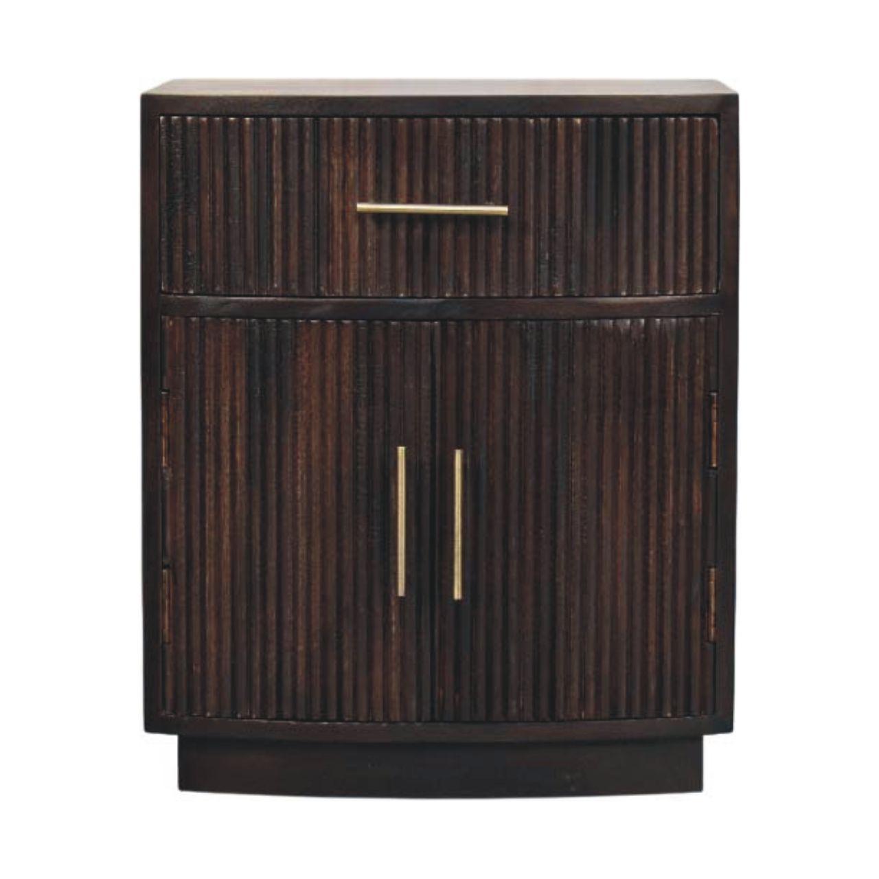 NACHTTISCH mit Samt-Mokka-Finish, 1 Schublade, 2 offene Ablagen, dunkelbraun - Dunkelbraun, Holz (50/60/40cm) - Artisan Furniture