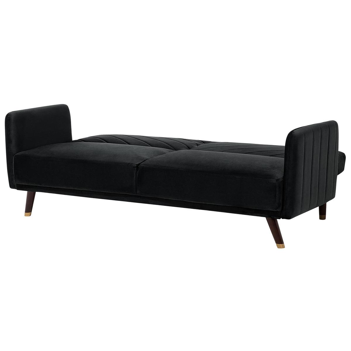 3-SITZER-SCHLAFSOFA Samtstoff Schwarz Senja - Schwarz, Textil (200/87/95cm) - Beliani