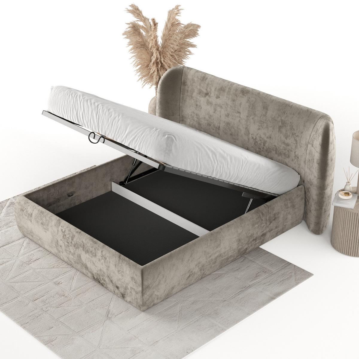 POLSTERBETT Bellano mit Stauraum 140/200 cm Beige im Lotta Stoff - Beige/Schwarz, Holz/Holzwerkstoff (140/200cm) - AltaBeds