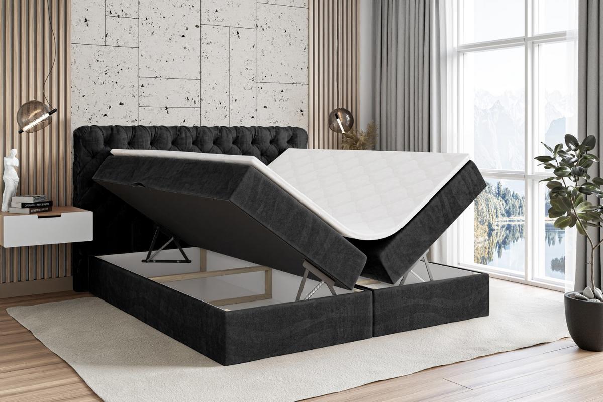 BOXBETT mit Matratze H3 und Lattenrost - BOXI8 - 140x200 cm Schwarz - Schwarz, Holzwerkstoff (140/200cm) - ALTDECOR