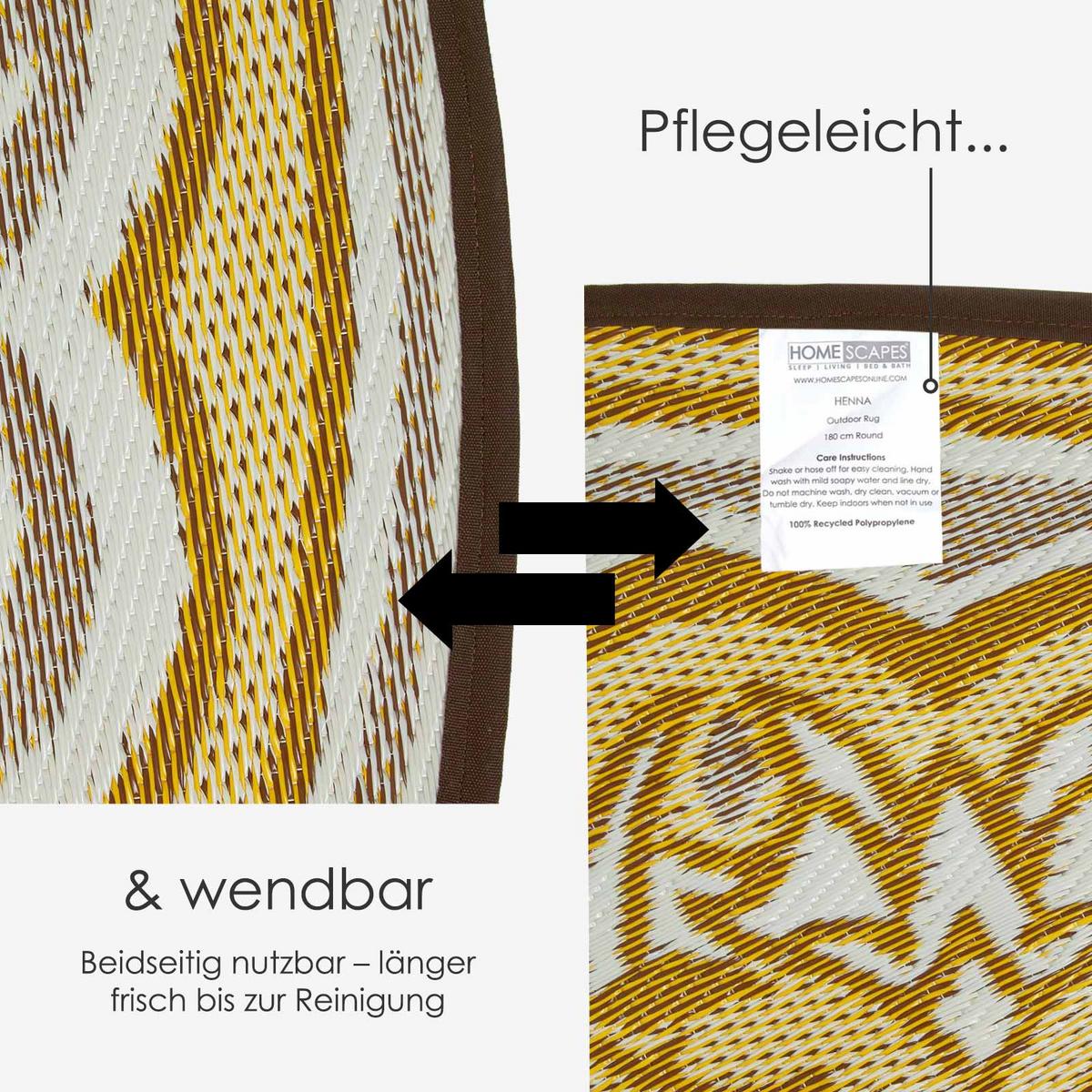 OUTDOORTEPPICH Rae, orientalisch gemustert rund 180 cm - Gelb, Kunststoff (180/180cm) - Homescapes