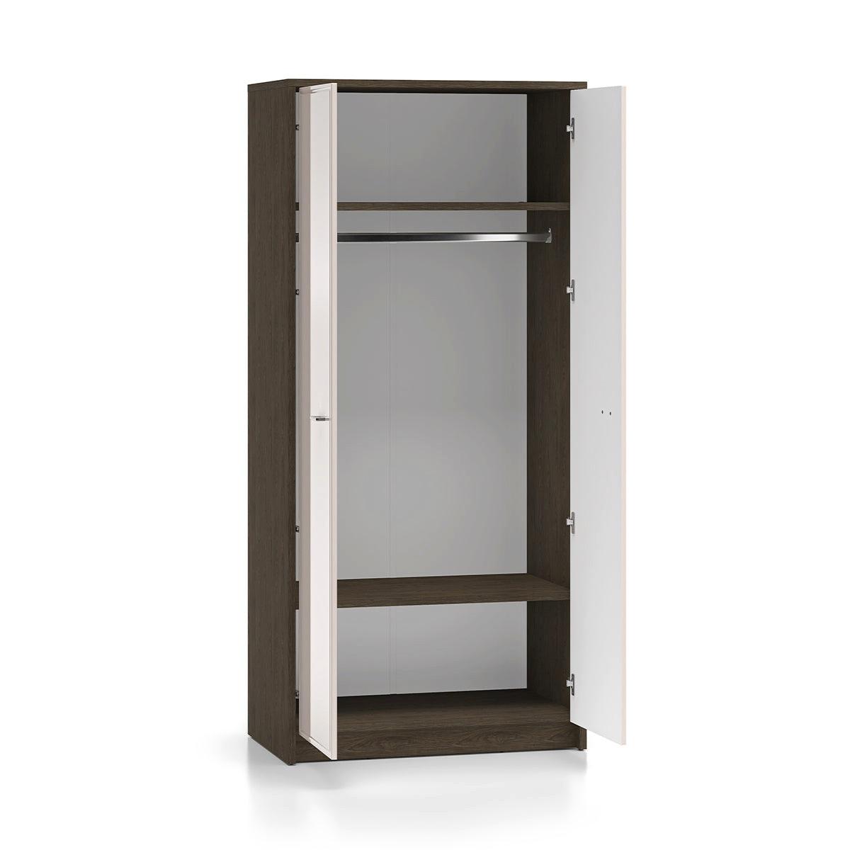 SCHRANK 2 Türen Kaius Kaschmir und Dunkles Holz - Beige, Holzwerkstoff (89.4/194.7/52.4cm) - Petits-meubles