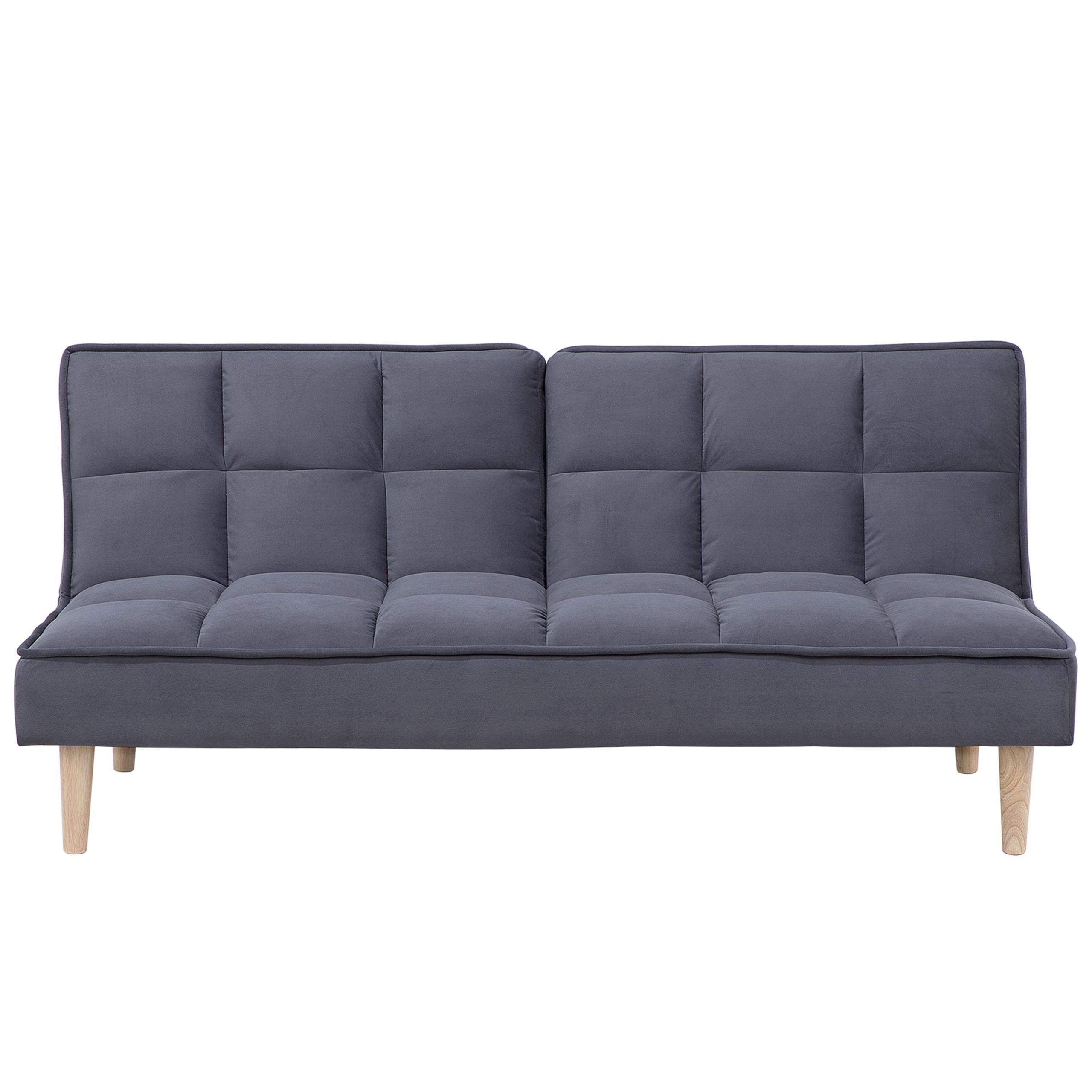 3-SITZER-SCHLAFSOFA dunkelgrau Siljan - Hellbraun/Grau, Textil (177/80/80cm) - Beliani