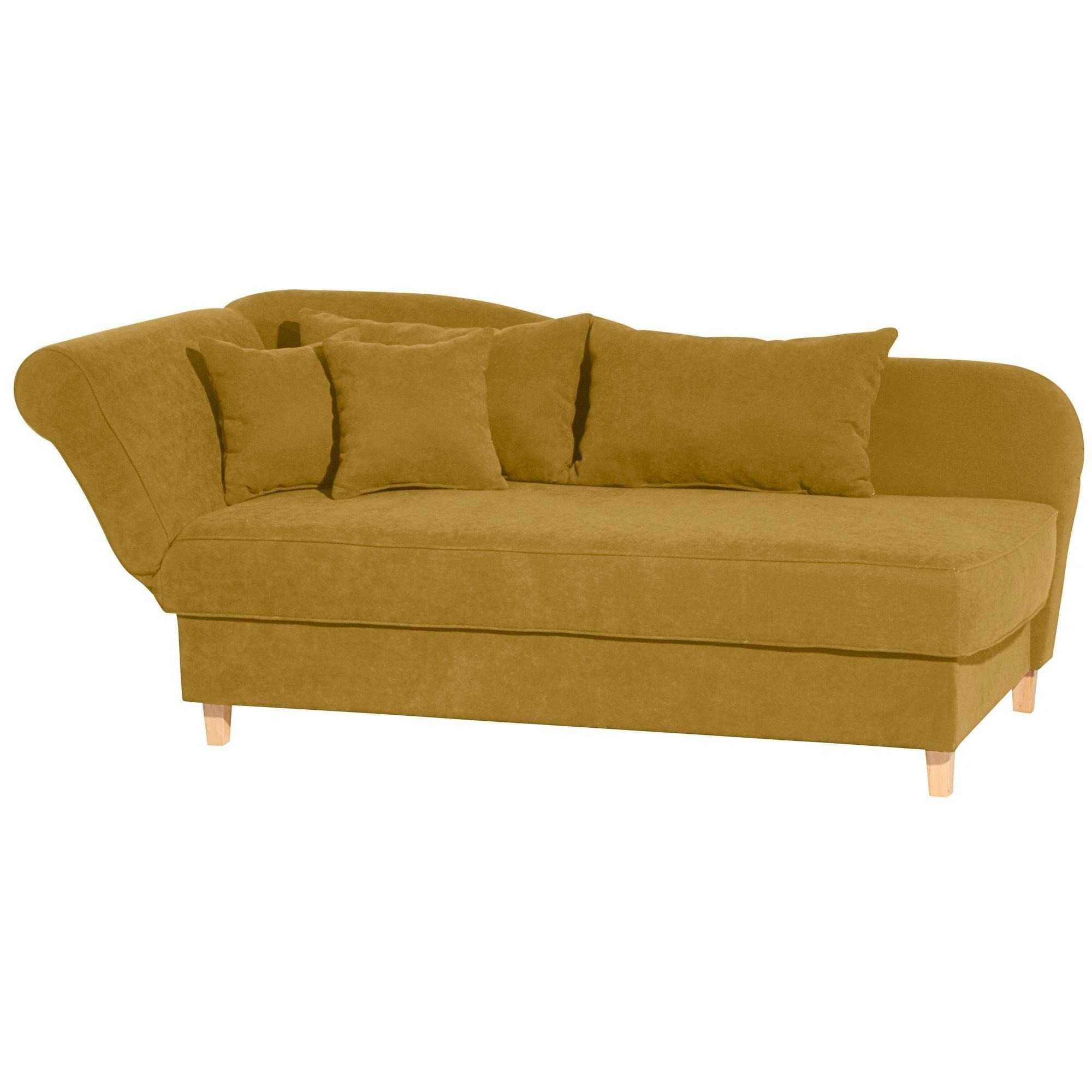 RECAMIERE mit Armteil links klappbar Katia Bezug Veloursstoff Buche natur / mais - Gelb, Kunststoff (190/82/88cm) - 58aufmkessel