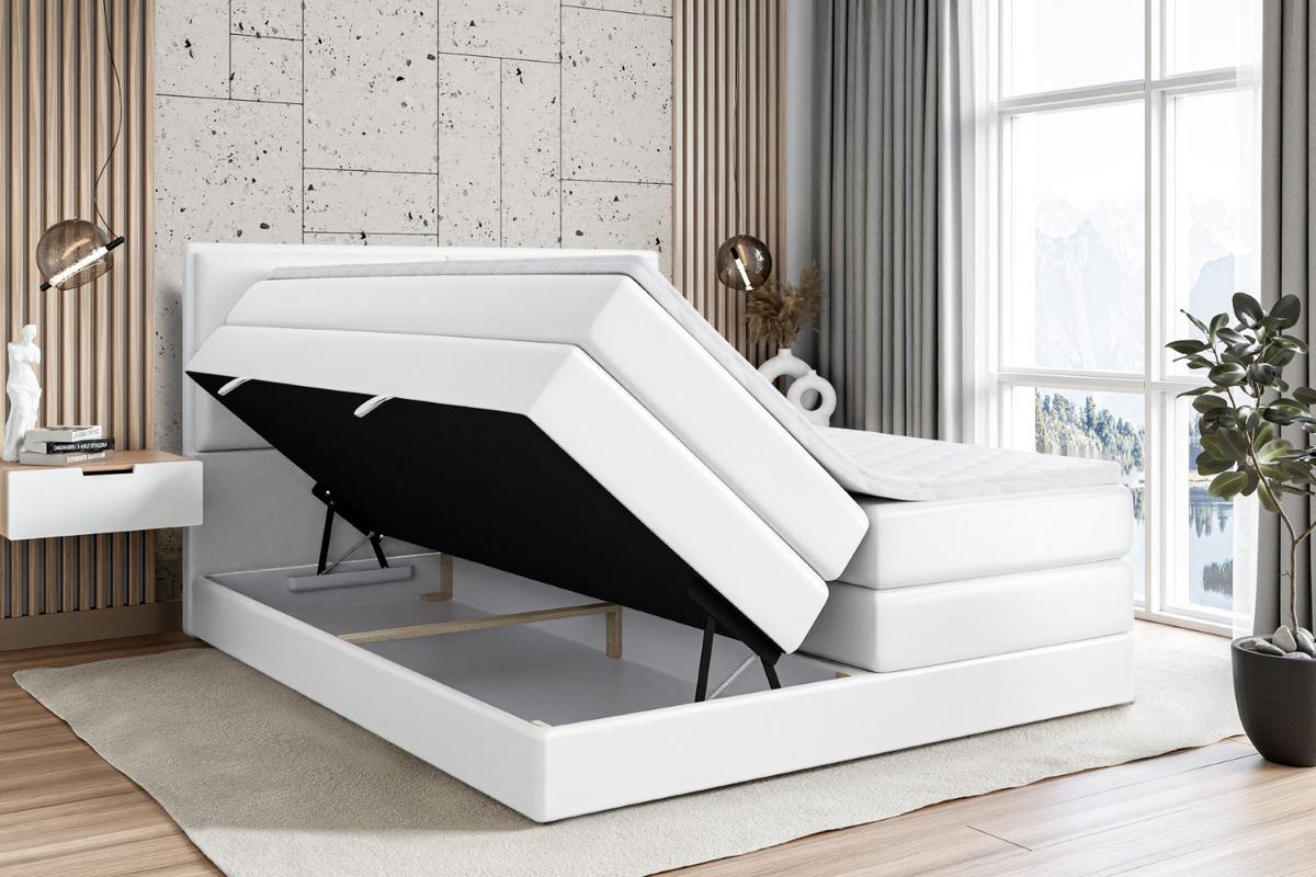 BOXSPRINGBETT AURA KING - 180 x 200 - H3/H4 - Weiß Hochglanz - Weiß Hochglanz, Holzwerkstoff (180/200cm) - ALTDECOR