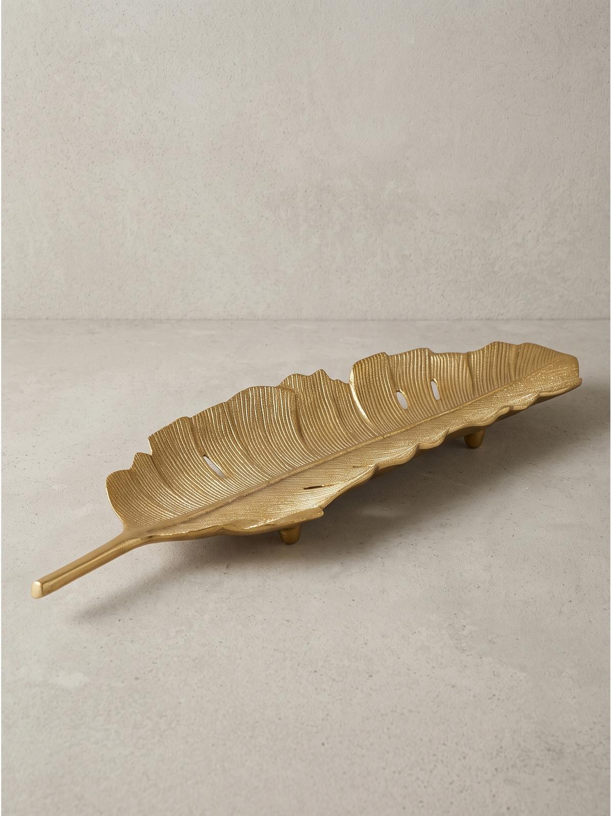 DEKOSCHALE SUBIACO, Aluminium, handgefertigt, Gold, 60 x 18 x 4 cm - Goldfarben, Metall (4cm) - KADIMA DESIGN