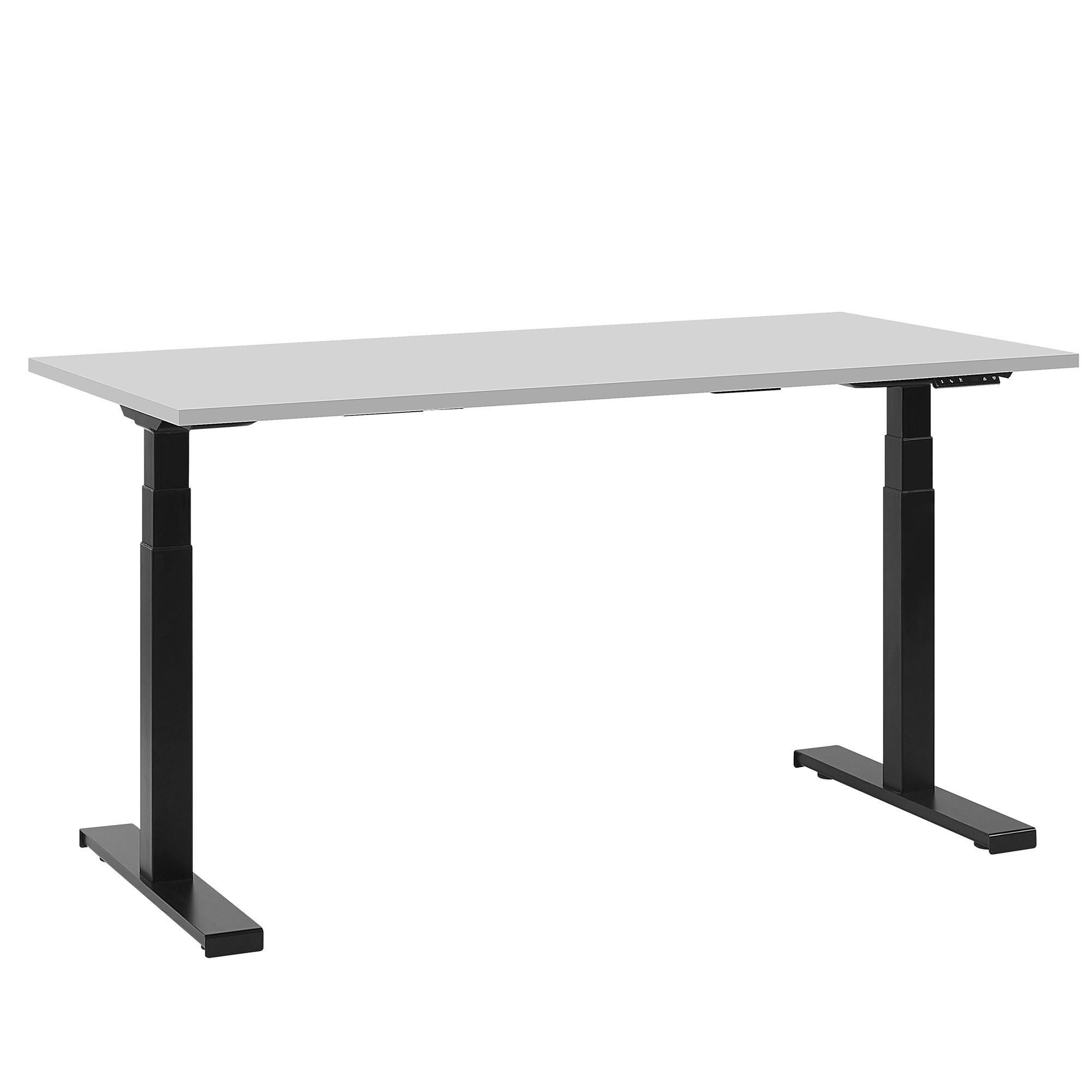 SCHREIBTISCH grau/schwarz 130/72/63-128 cm Destin - Grau, Holzwerkstoff (72/130/63cm) - Beliani