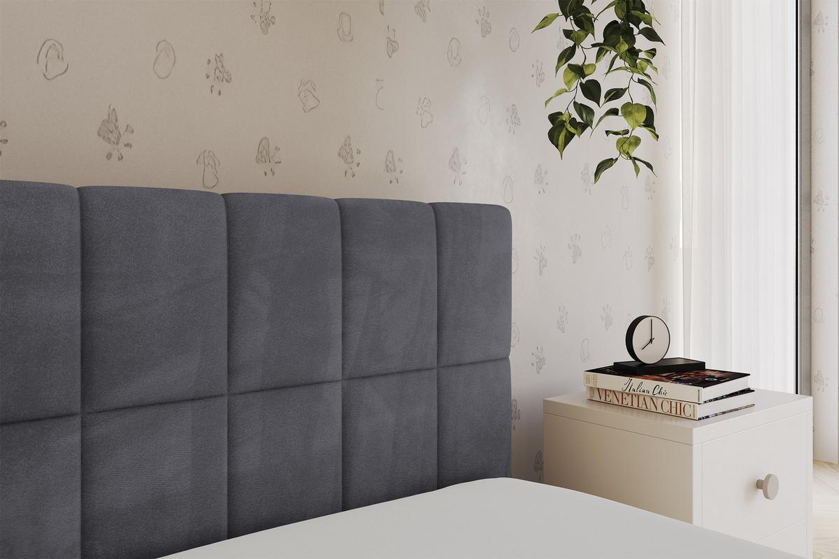 EINZELLBETT Jugendbett mit Bettkasten, Links - TULY 90x200 Dunkelgrau - Dunkelgrau, Holzwerkstoff/Textil (90/200cm) - ALTDECOR