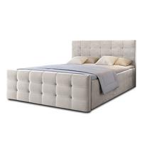 BOXBETT ARGENTARO 140x200 cm mit Bettkasten und Matratze - Beige + TOPPER - Beige/Schwarz, Holz/Holzwerkstoff (140/200cm) - AX Living