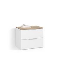 KOMMODE Piave Weiß/Sonoma 60 x 50 cm mit 2 Schubladen - Weiß/Sonoma Eiche, Holzwerkstoff (60/50/40cm) - Livinity®
