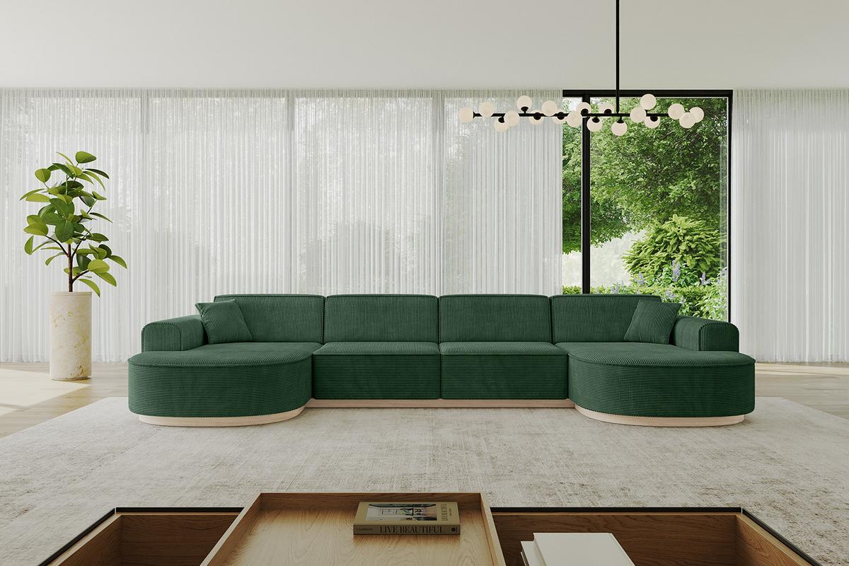 WOHNLANDSCHAFT MARI-U2-v1 - 388x171x83 cm Grün Cord - Grün, Holzwerkstoff/Textil (388/83/171cm) - ALTDECOR