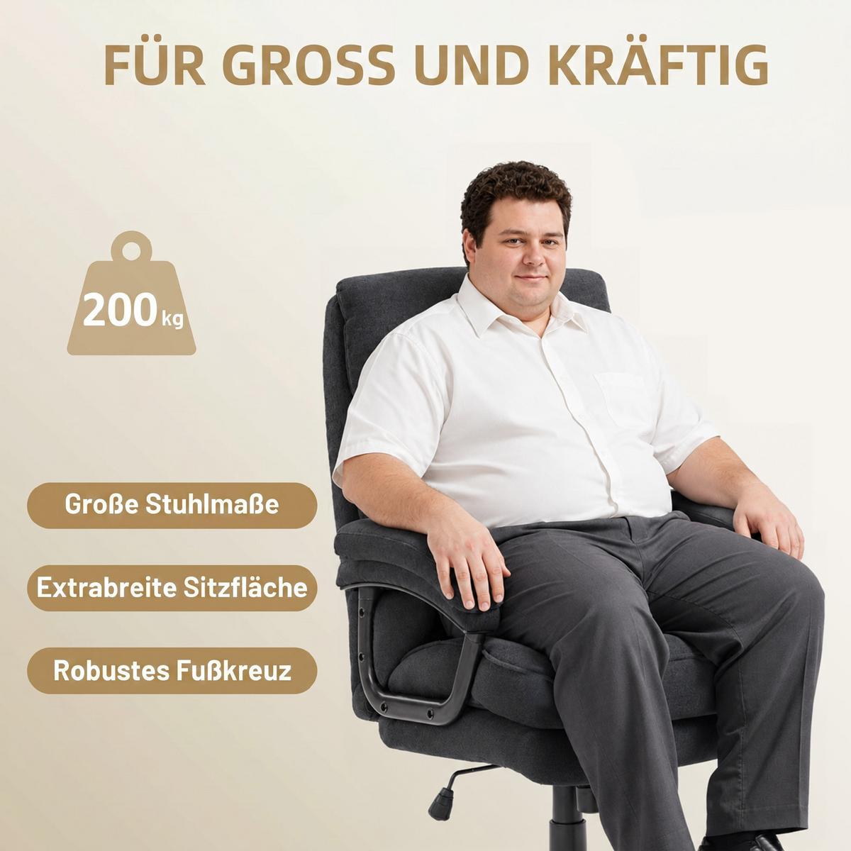 CHEFSESSEL Polyester Schwarz - Schwarz, Textil/Metall (68.5/125/79cm) - HOMCOM