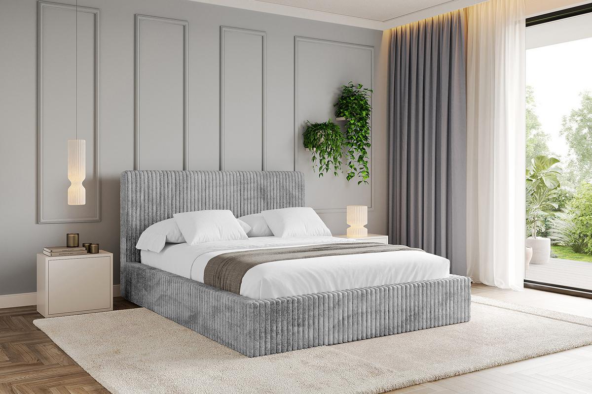 POLSTERBETT mit Bettkasten und Lattenrost, Bett mit Matratze H3/H4 - ALOVA-V1 120x200 Hellgrau - Hellgrau, Holzwerkstoff/Textil (120/200cm) - ALTDECOR