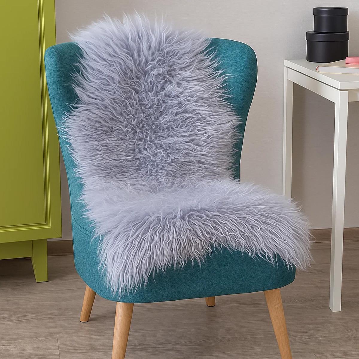 SCHAFFELL Island Lammfell lockig ca. 110 cm Naturfarben - Grau, Fell (60/110cm)
