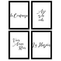 POSTER Set mit 4 Leben TypografieStil A4 Rahmenlos - Klar, Papier (29.7/3cm) - Nacnic