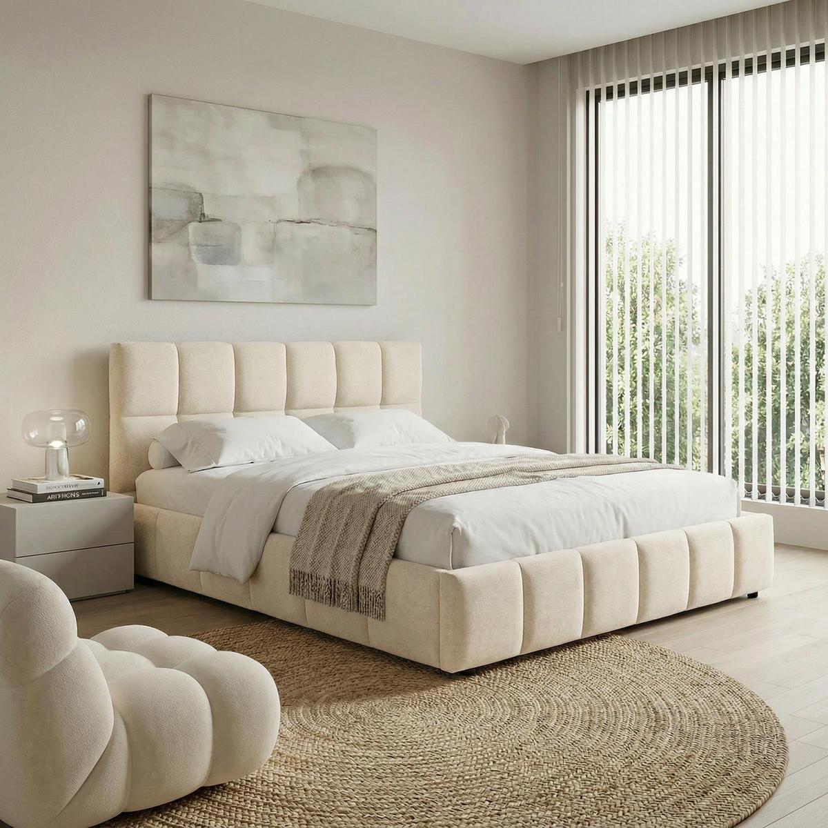 POLSTERBETT EMILIA 140x200 cm cremeweiß - Creme, Textil (140/200cm) - IDIMEX