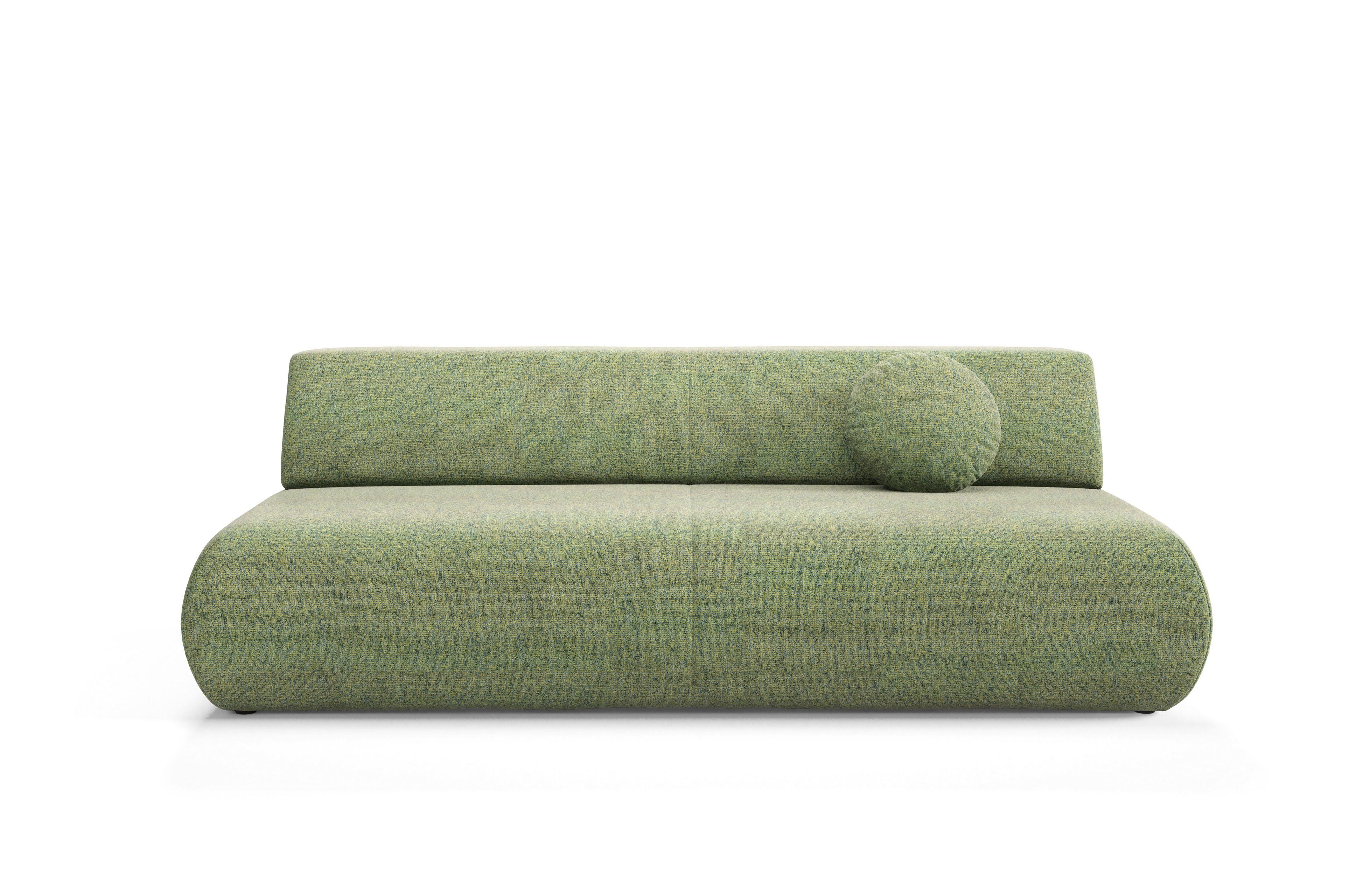 BETTSOFA DELTA Grün Geflochtener Stoff mit Schlaffunktion - Grün, Holz (214/74/100cm) - MASSENO