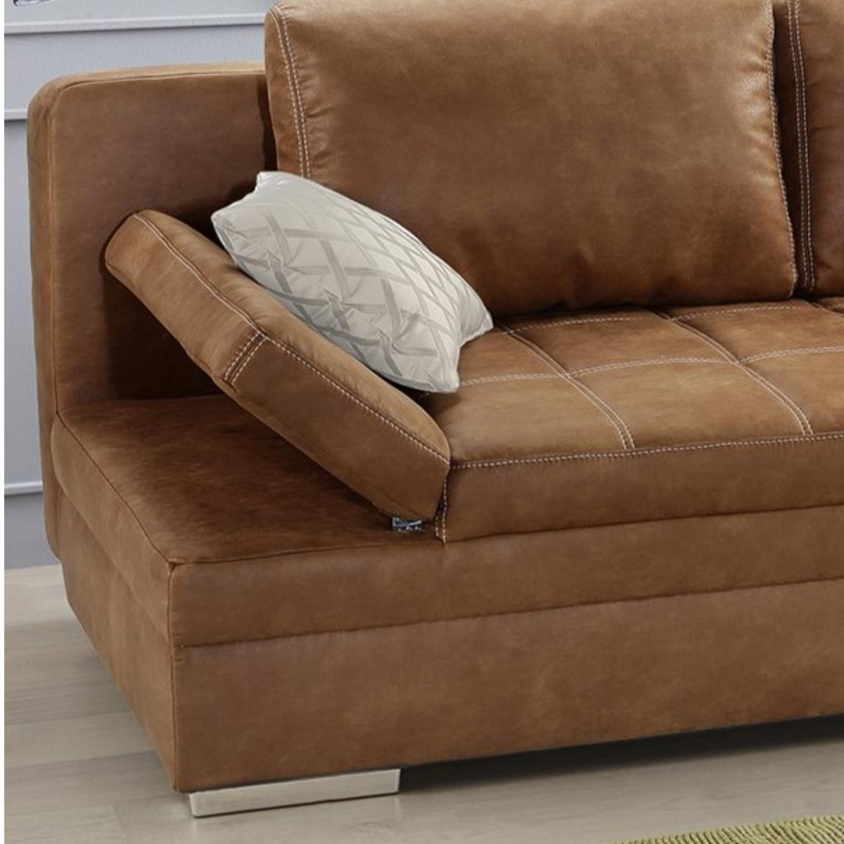 SCHLAFSOFA mit Bettkasten, Wellenfederung, Armlehnen verstellbar B200/T100/H84 cm, Liegefl.148x200 cm, Antikleder-Optik Mikrofaser Braun Curry / 15117 - Hellbraun/Chromfarben, Textil/Metall (200/84/100cm) - luma-home