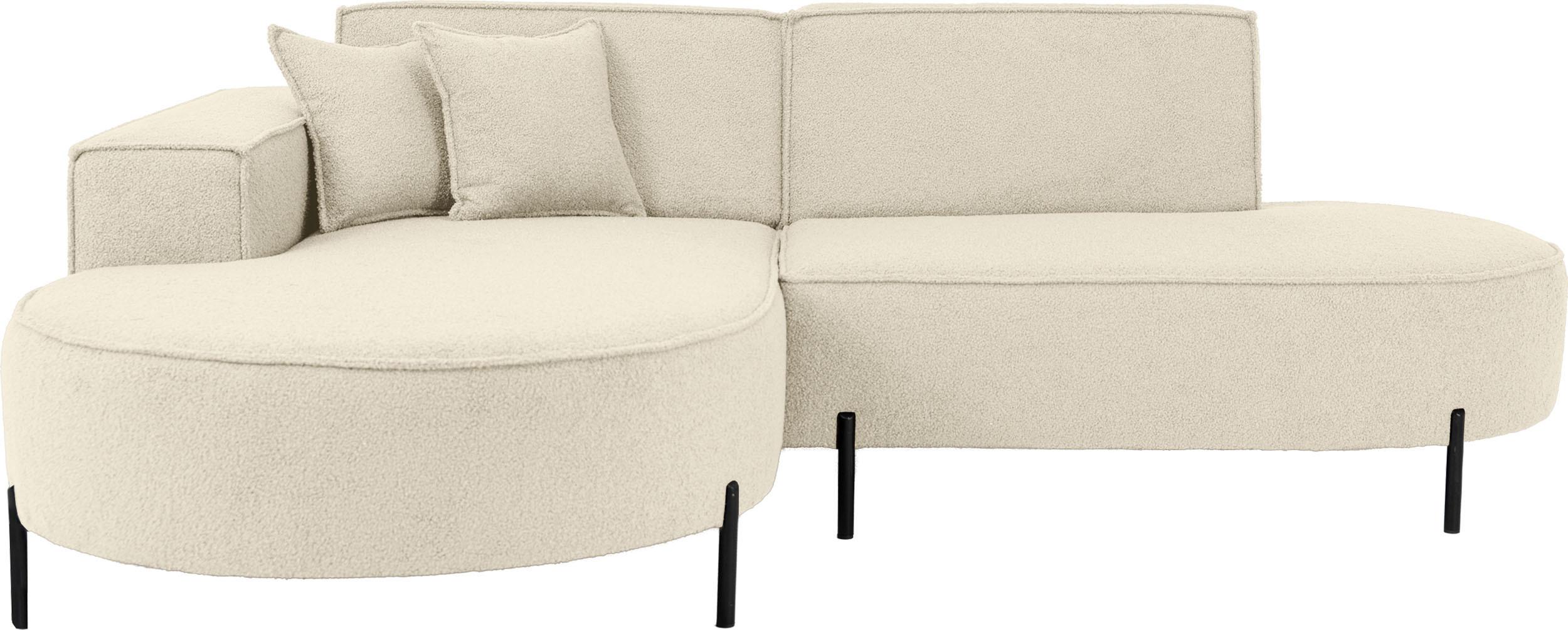 ECKSOFA Hana Loft 3-Sitzer Ecke Links, Boucle, Beige 241/80/168 cm - Beige/Schwarz, Textil/Metall (241/168cm) - WFL GROUP