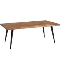 COUCHTISCH Sheesham Massivholz in Natur mit Baumkante und Metallgestell, 110x60x40 cm, Handgefertigt, Schutzlack-beschichtet - Schwarz/Braun, Holz/Metall (60/110/40cm) - KADIMA DESIGN