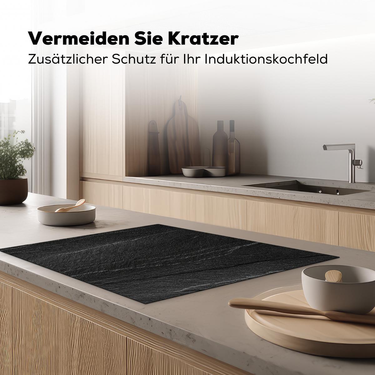 HERDABDECKPLATTE Stein - Anthrazit - Dunkelgrau - Steinstruktur Induktionsmatte 77x59 cm - Anthrazit, Kunststoff (77/59/0.2cm) - MuchoWow