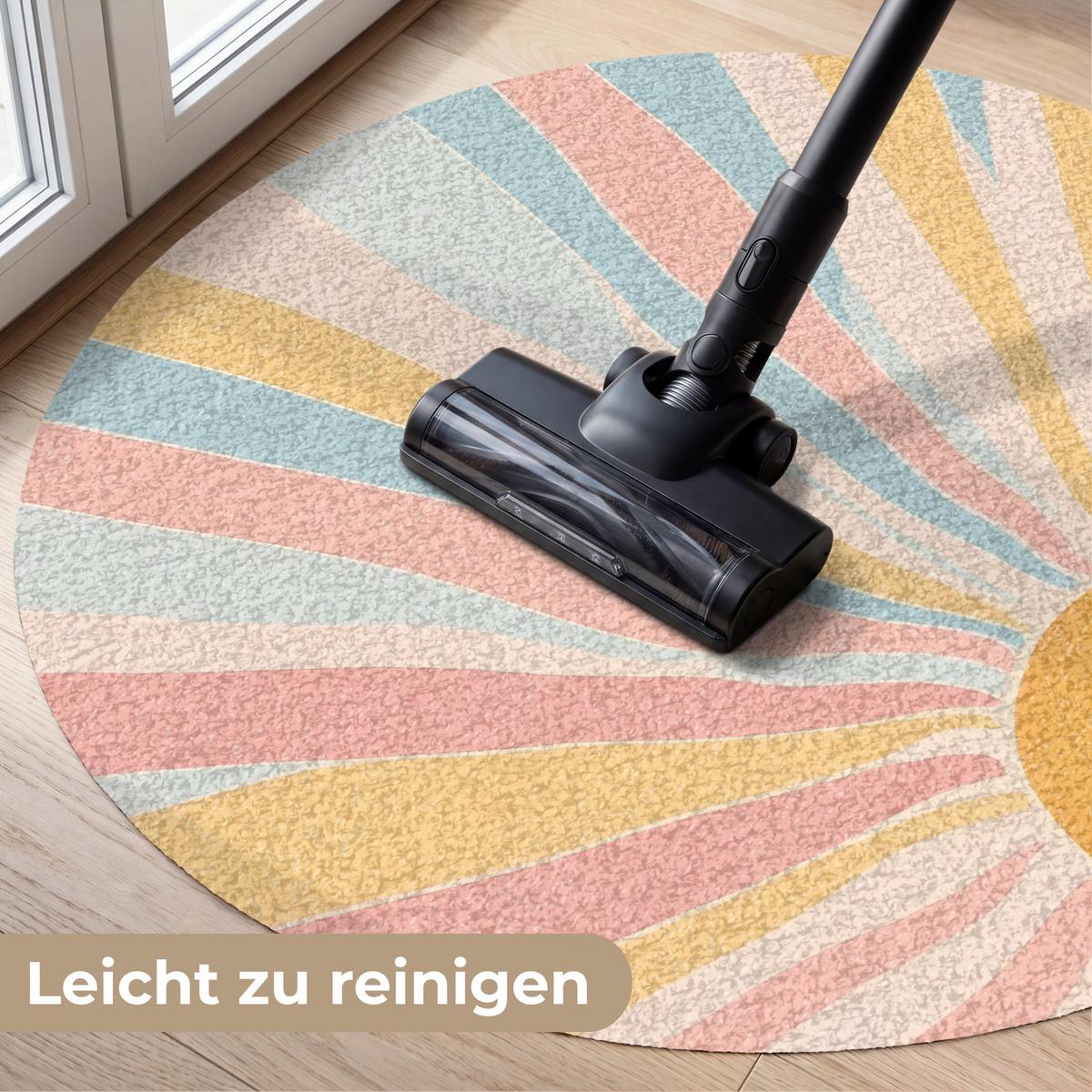 FUSSMATTE Illustration - Sonne - Pastellfarben Sauberlaufmatte 90x90 cm - Hellrosa, Kunststoff (90/0.4cm) - MuchoWow