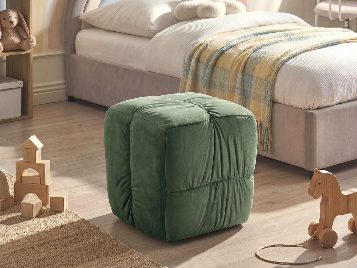 POUF Samtstoff Dunkelgrün Turley - Grün, Textil (57/38/57cm) - Beliani