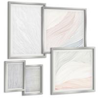 BILDER SET 5er Set - 50x50 cm & 20x30 cm & 40x60 cm Silberner Rahmen - Leuchtende Strukturen, Sandmuster - Silberfarben, Kunststoff (40/60cm) - TULUP