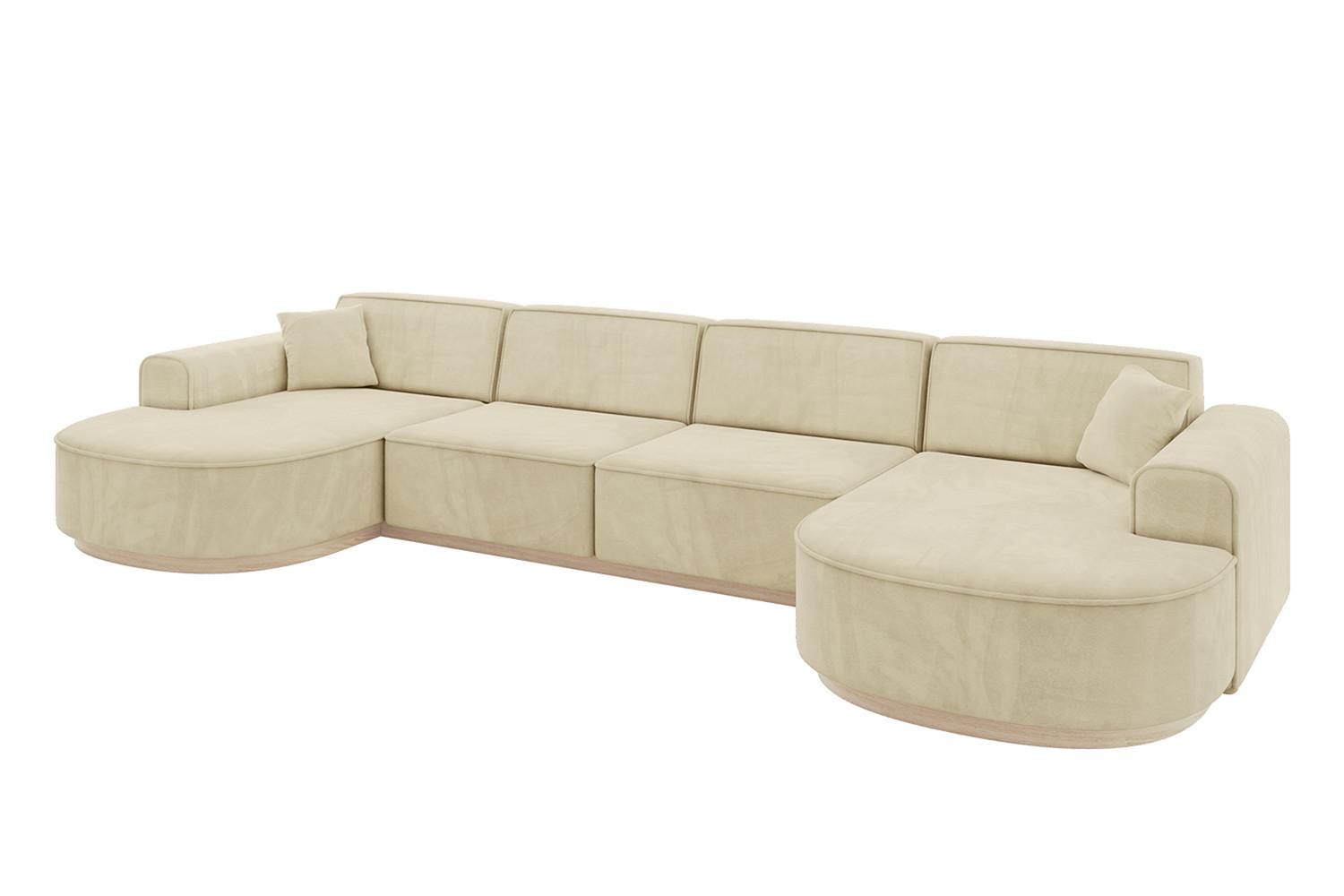 WOHNLANDSCHAFT MARI-U2-v1 - 388x171x83 cm Beige Velours - Beige, Holzwerkstoff/Textil (388/83/171cm) - ALTDECOR