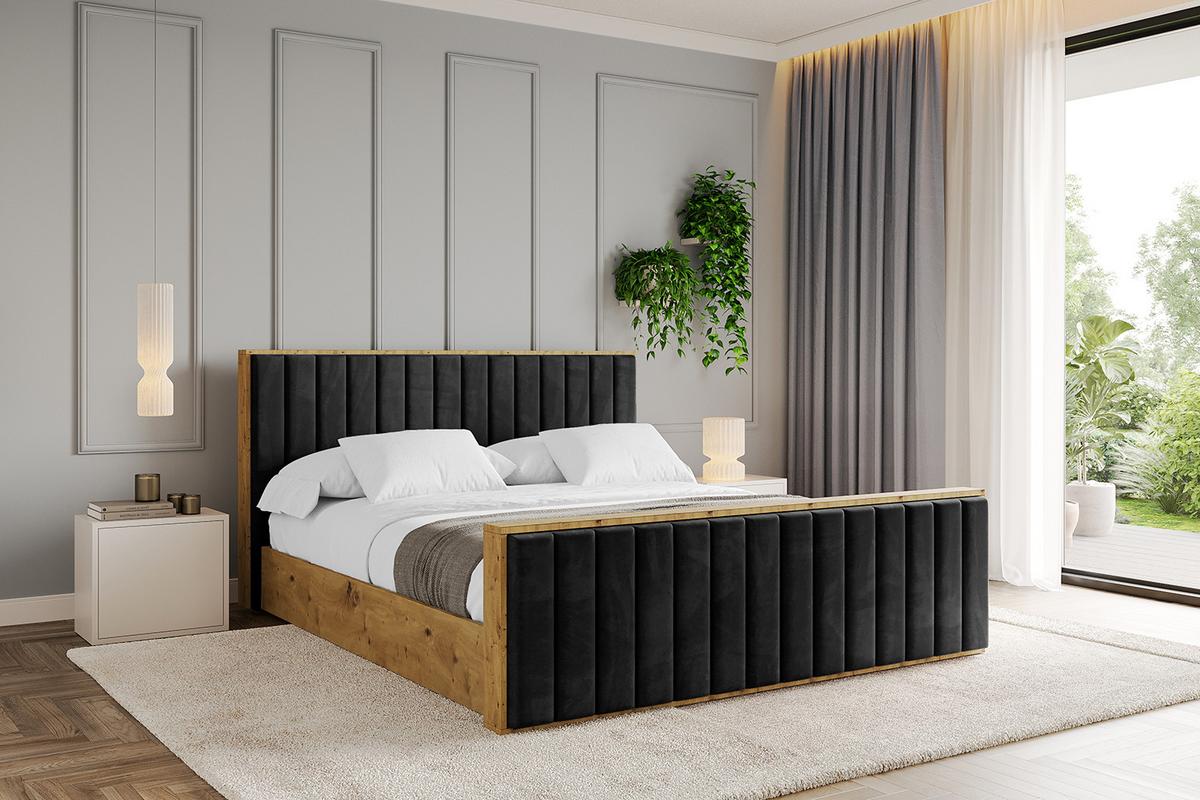 POLSTERBETT mit Bettkasten, Fußteil und Lattenrost, Boxbett mit Matratze H3/H4 - ENZO4-Z 180x200 Schwarz - Schwarz, Holzwerkstoff/Textil (180/200cm) - ALTDECOR
