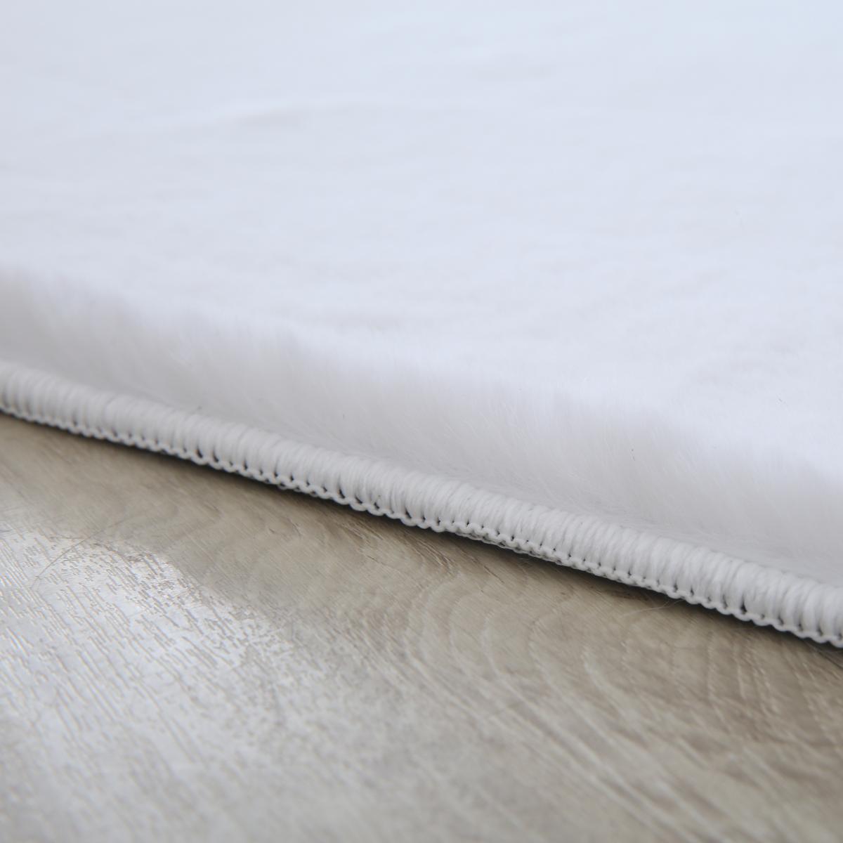 KURZFLORTEPPICH Waschbar NECKAR, einfarbig, aus Polyester, Weiß, Ø 120 cm - Weiß, Textil (120/120cm) - KADIMA DESIGN