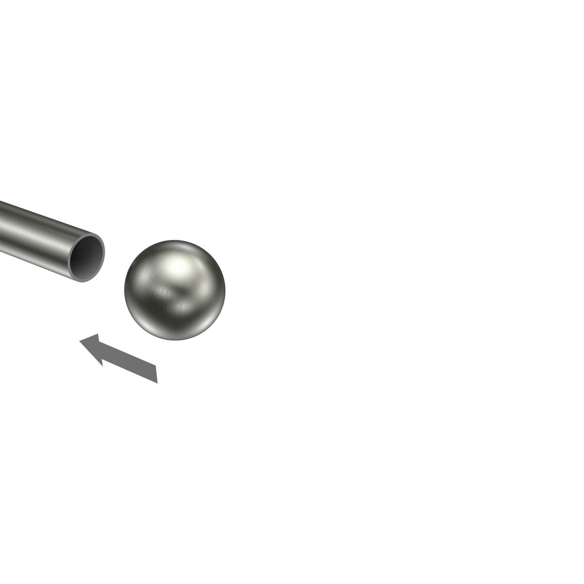 ENDSTÜCKE FÜR GARDINENSTANGEN 16 mm Ø, Puros Edelstahl-Optik, Packung 2 Stück - Edelstahlfarben, Metall (3.1/3.3/3.3cm) - INTERDECO