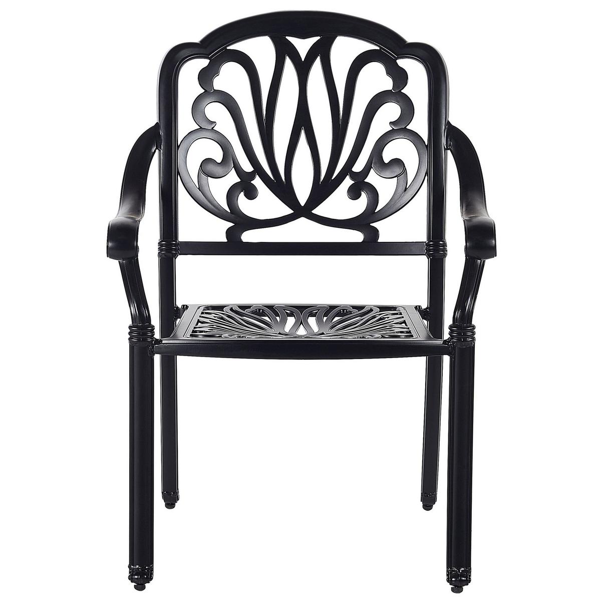 GARTENSTUHL 4er-Set Aluminium schwarz Ancona - Schwarz, Metall (68/97/65cm) - Beliani