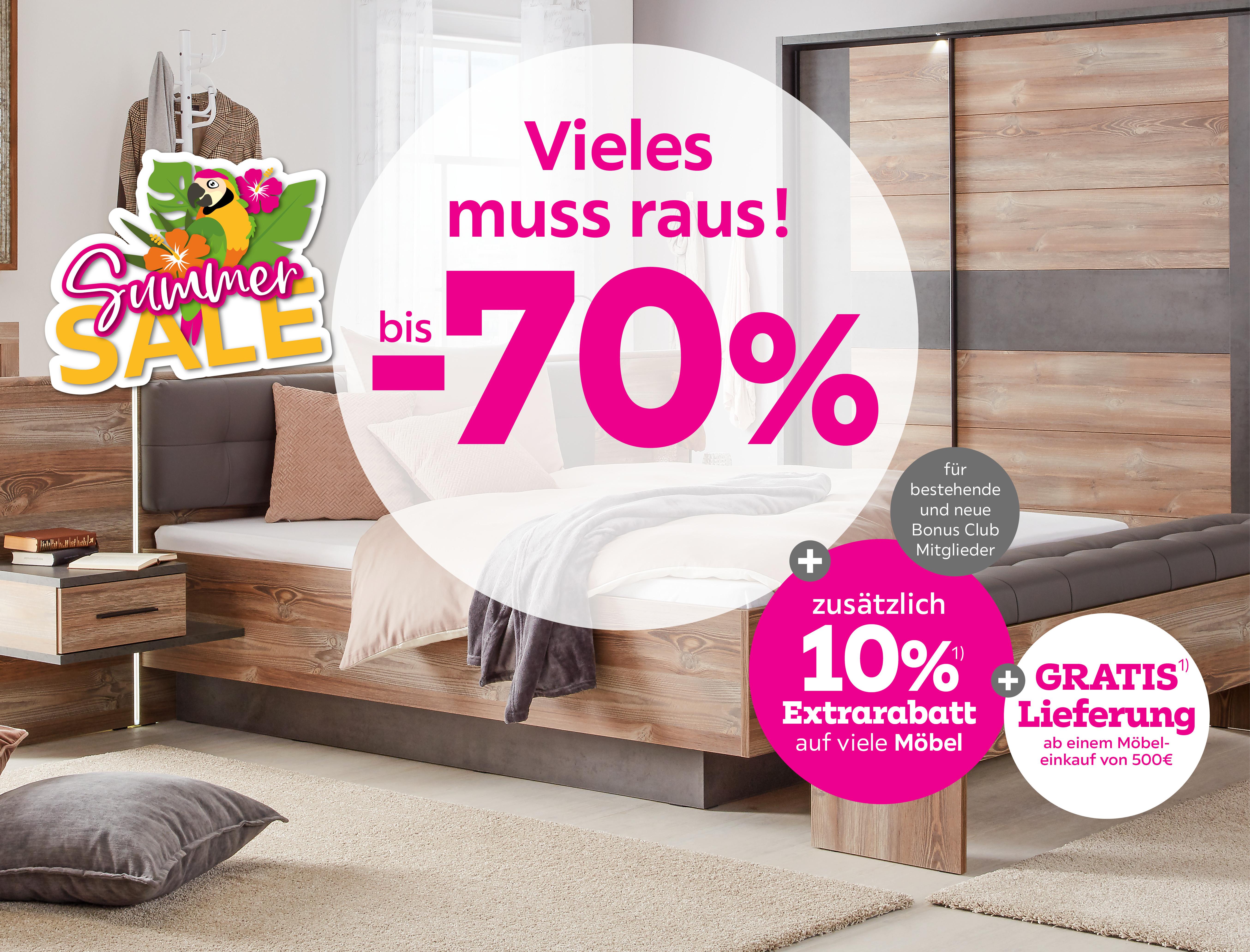 SALE bis -70% + 10% Extrarabatt auf viele Möbel für  bestehende und neue Bonus Club Mitglieder + Gratis Lieferung ab 500€