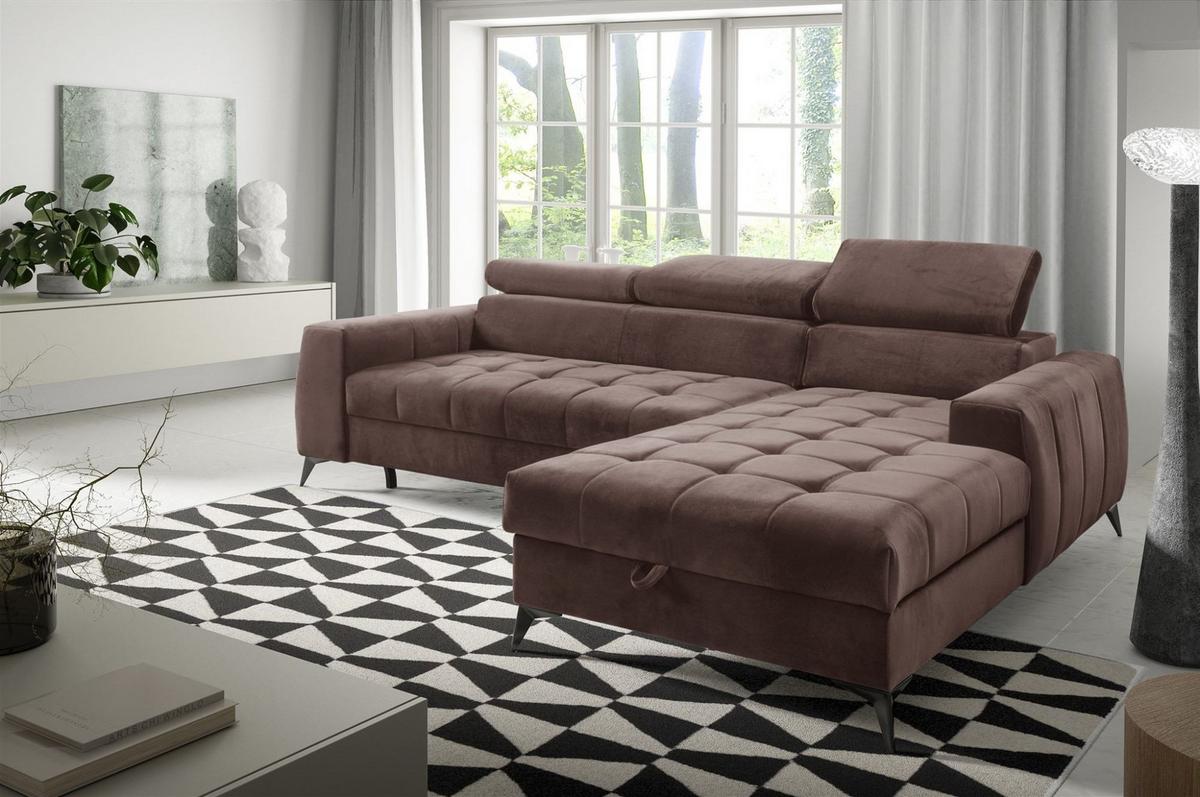 ECKSOFA Agnesa Xs In Salvador - Braun, Holzwerkstoff/Textil (260/200cm) - Fun Möbel