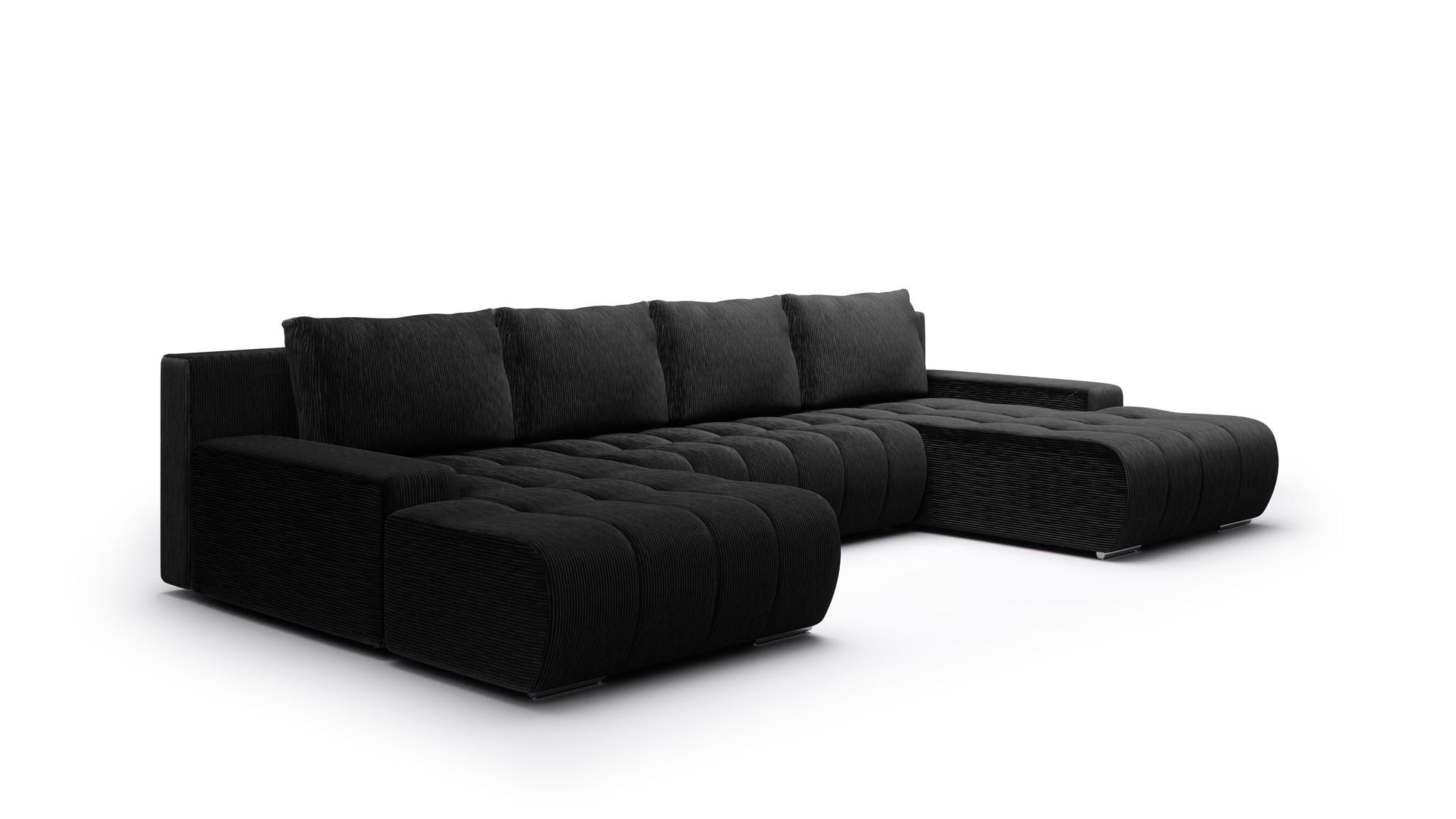 WOHNLANDSCHAFT Vogar In Poso - Schwarz, Holzwerkstoff/Textil (350/85/185cm) - Fun Möbel
