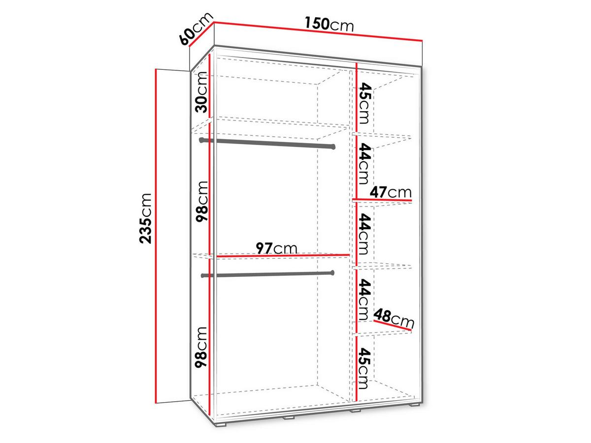 KLEIDERSCHRANK Dakota 3 150 cm - Beige/Schwarz, Holzwerkstoff/Kunststoff (150/235/60cm) - MIRJAN24