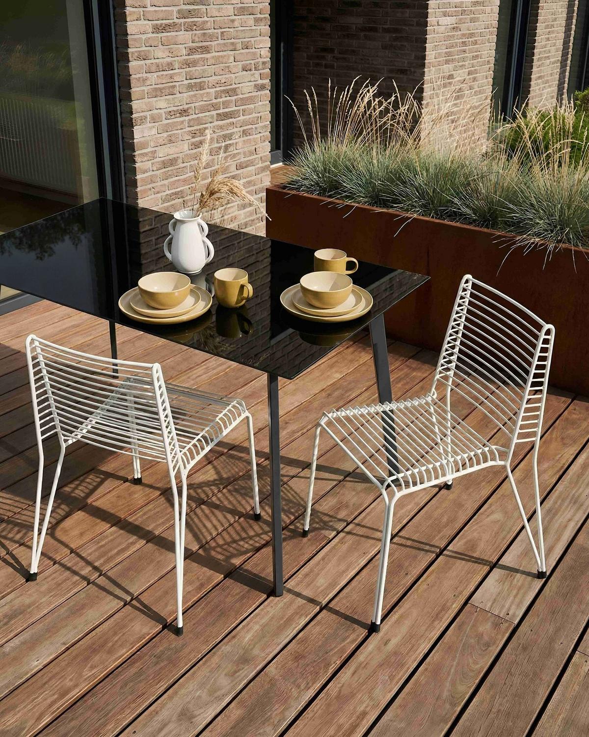 GARTENSTUHL 2er-Set Metall Weiß Chieve - Weiß, Metall (49/80/57cm) - Beliani