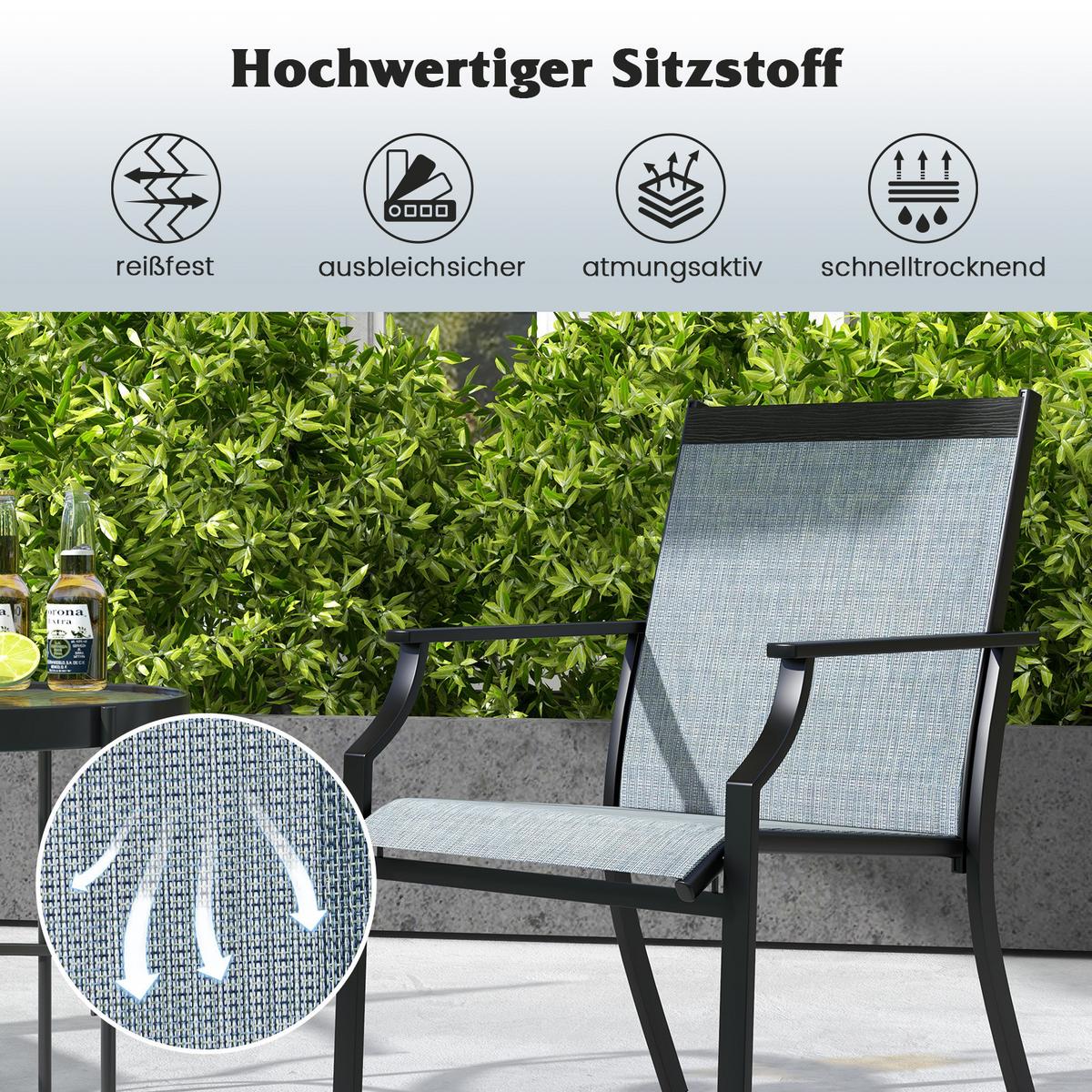 TERRASSENSTÜHLE Blau(2er-Set) - Blau, Metall (66/90/61cm) - COSTWAY